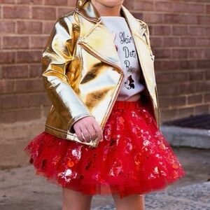 Disney Minnie Mouse Vibrant Red Skirt with Gold Accents